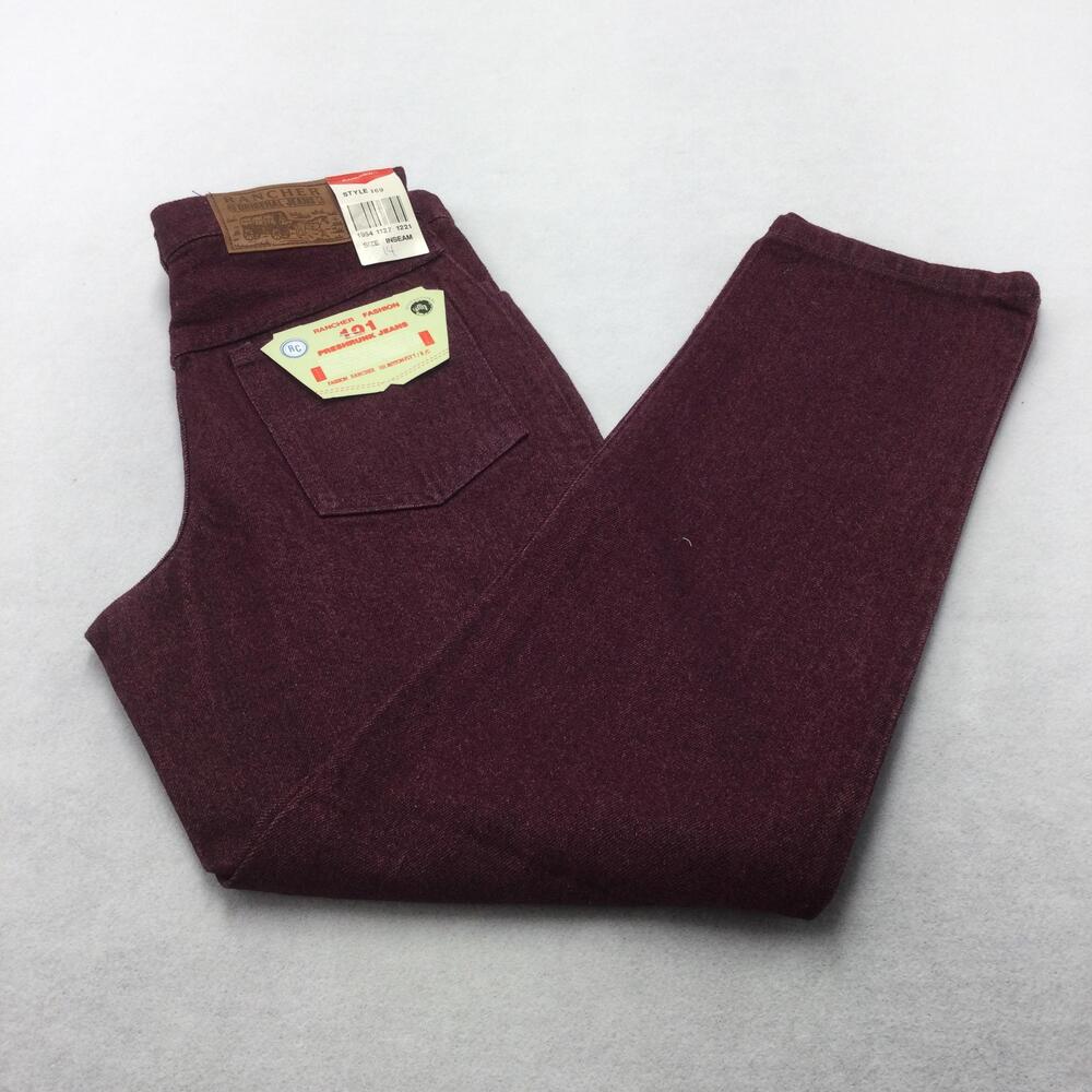 Vintage Rancher 101 Jeans Womens 14 Burgundy Wine High Rise Straight Denim